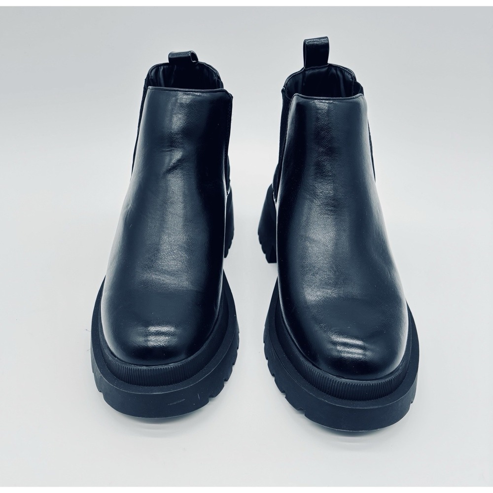 River Island Black Smooth Chelsea Block Heel Boots Womens Size 8 Ankle Boot